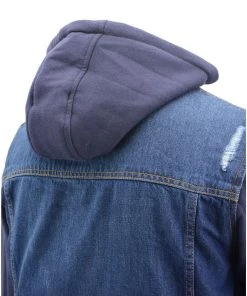 Milwaukee Leather MDM1000 Men's Blue Denim Jacket With Removable Hoodie Motorcycle Jackets
