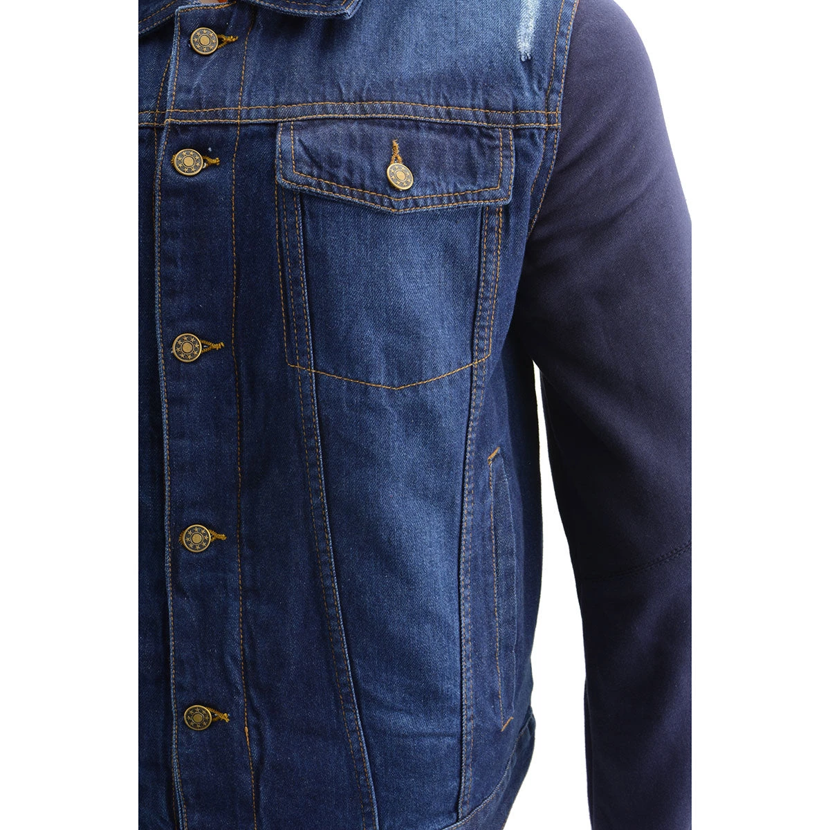 Milwaukee Leather MDM1000 Men's Blue Denim Jacket With Removable Hoodie Motorcycle Jackets