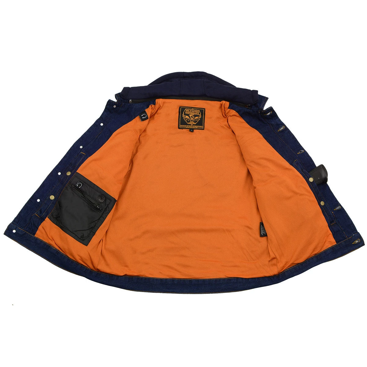 Milwaukee Leather MDM1000 Men's Blue Denim Jacket With Removable Hoodie Motorcycle Jackets