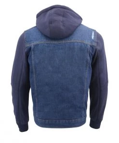 Milwaukee Leather MDM1000 Men's Blue Denim Jacket With Removable Hoodie Motorcycle Jackets