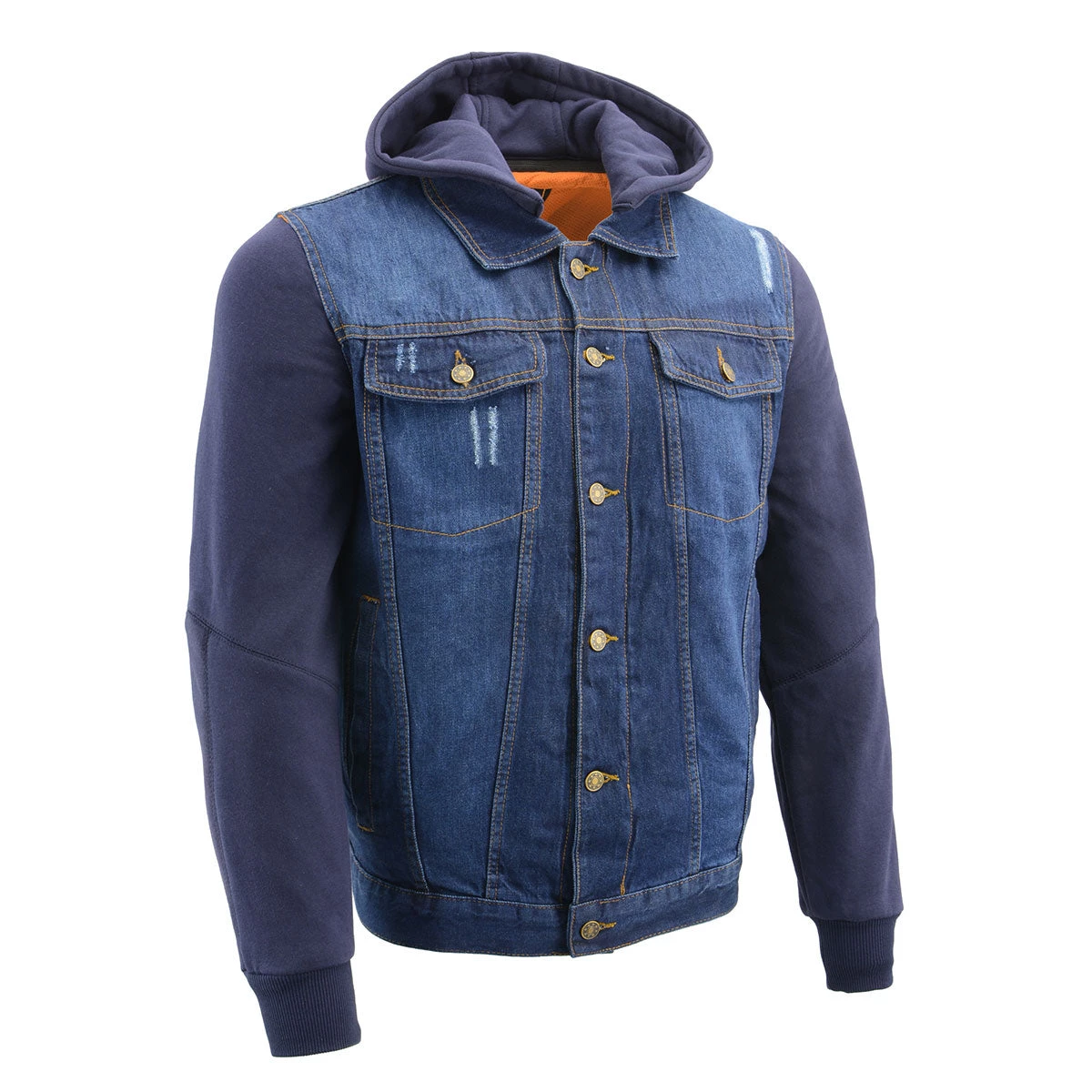 Milwaukee Leather MDM1000 Men's Blue Denim Jacket With Removable Hoodie Motorcycle Jackets