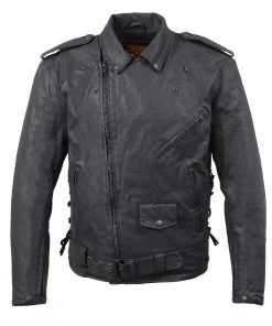 Milwaukee Leather MDM1020 Men's Black Classic'Waxed' MC Denim Jacket With Armor