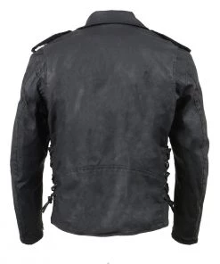 Milwaukee Leather MDM1020 Men's Black Classic'Waxed' MC Denim Jacket With Armor