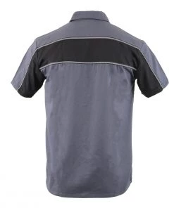 Biker Clothing Co. MDM11671.149 Men’s Grey And Black Short Sleeve Mechanic Shirt With Reflective Material
