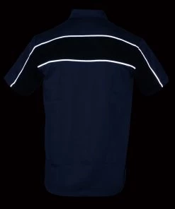 Biker Clothing Co. MDM11671.149 Men’s Grey And Black Short Sleeve Mechanic Shirt With Reflective Material