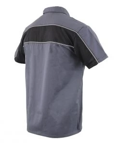 Biker Clothing Co. MDM11671.149 Men’s Grey And Black Short Sleeve Mechanic Shirt With Reflective Material