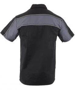 Riding Gear Biker Clothing Co. MDM11672.01 Men’s Black And Grey Short Sleeve Mechanic Shirt With Reflective Material