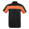 Riding Gear Biker Clothing Co. MDM11673 Men’s Black And Orange Short Sleeve Motorcycle Shirt With Reflective Material