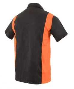 Riding Gear Biker Clothing Co. MDM11675.94 Men’s Two-Tone Black And Orange Short Sleeve Motorcycle Mechanic Shirt