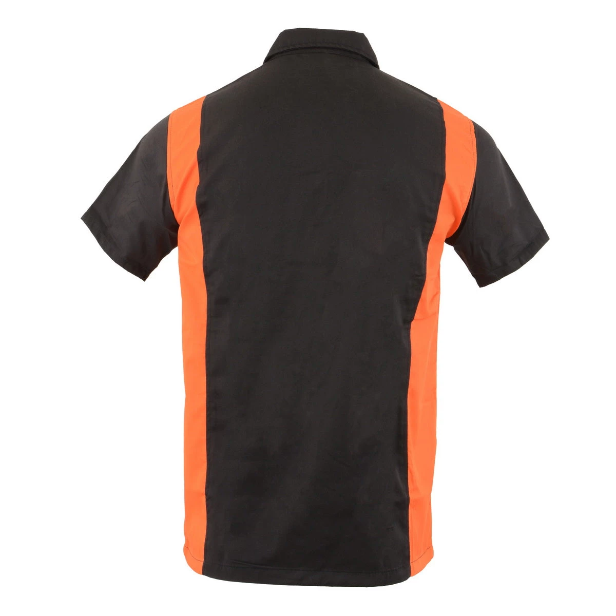 Riding Gear Biker Clothing Co. MDM11675.94 Men’s Two-Tone Black And Orange Short Sleeve Motorcycle Mechanic Shirt