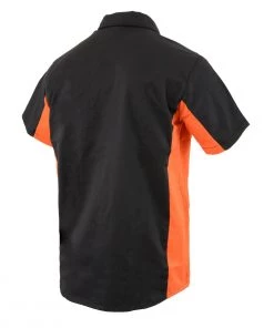 Riding Gear Biker Clothing Co. MDM11676 Men’s Black And Orange Short Sleeve Mechanic Shirt