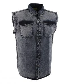 Biker Clothing Co. MDM11678.119 Men’s Grey And Black Sleeveless Shirt