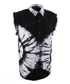 Biker Clothing Co. MDM11679.11 Men’s Black And White Sleeveless Shirt Riding Gear