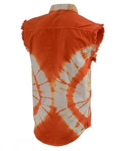 Biker Clothing Co. MDM11680 Men’s Orange And White Sleeveless Shirt Riding Gear