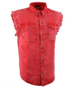 Riding Gear Biker Clothing Co. MDM11681.151 Men’s Red And Beige Sleeveless Shirt