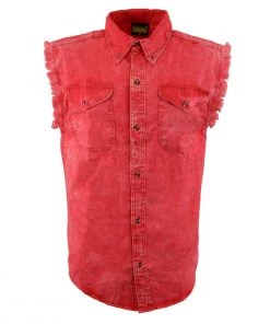 Riding Gear Biker Clothing Co. MDM11681.151 Men’s Red And Beige Sleeveless Shirt