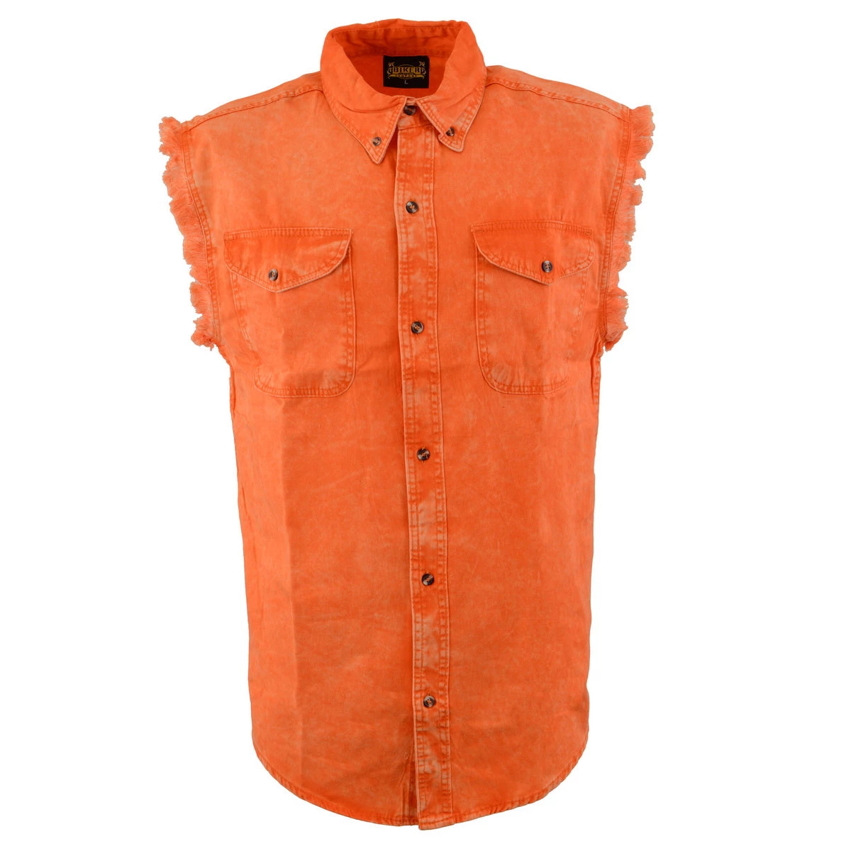 Biker Clothing Co. MDM11682.152 Men’s Orange And Beige Sleeveless Shirt