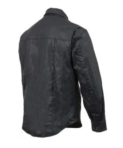 Motorcycle Protective Shirts Milwaukee Leather MDM1603 Men’s Black Waxy Coated Snap Front Shirt