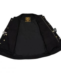 Motorcycle Vests Milwaukee Leather MDM3000 Men's Black Denim ‘Quick Draw’ Dual Closure Club Style Vest