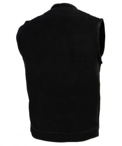 Motorcycle Vests Milwaukee Leather MDM3000 Men's Black Denim ‘Quick Draw’ Dual Closure Club Style Vest