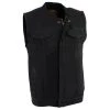 Motorcycle Vests Milwaukee Leather MDM3000 Men's Black Denim ‘Quick Draw’ Dual Closure Club Style Vest