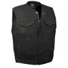 Motorcycle Vests Milwaukee Leather MDM3001 Men's Collarless Black Denim Club Vest With Hidden Zipper