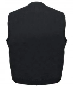 Motorcycle Vests Milwaukee Leather MDM3001 Men's Collarless Black Denim Club Vest With Hidden Zipper