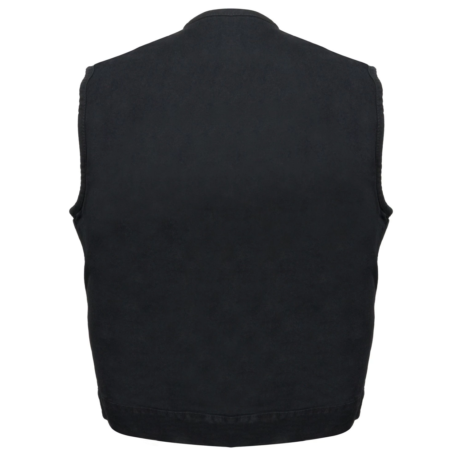Motorcycle Vests Milwaukee Leather MDM3001 Men's Collarless Black Denim Club Vest With Hidden Zipper