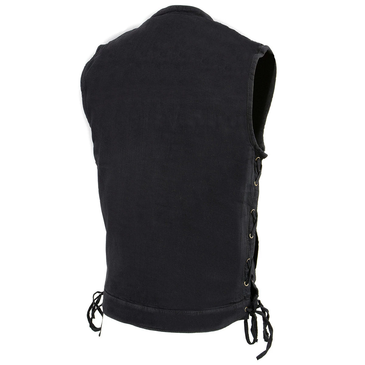 Milwaukee Leather MDM3002 Men's Black Side Lace Denim Club Style Vest With Hidden Zipper