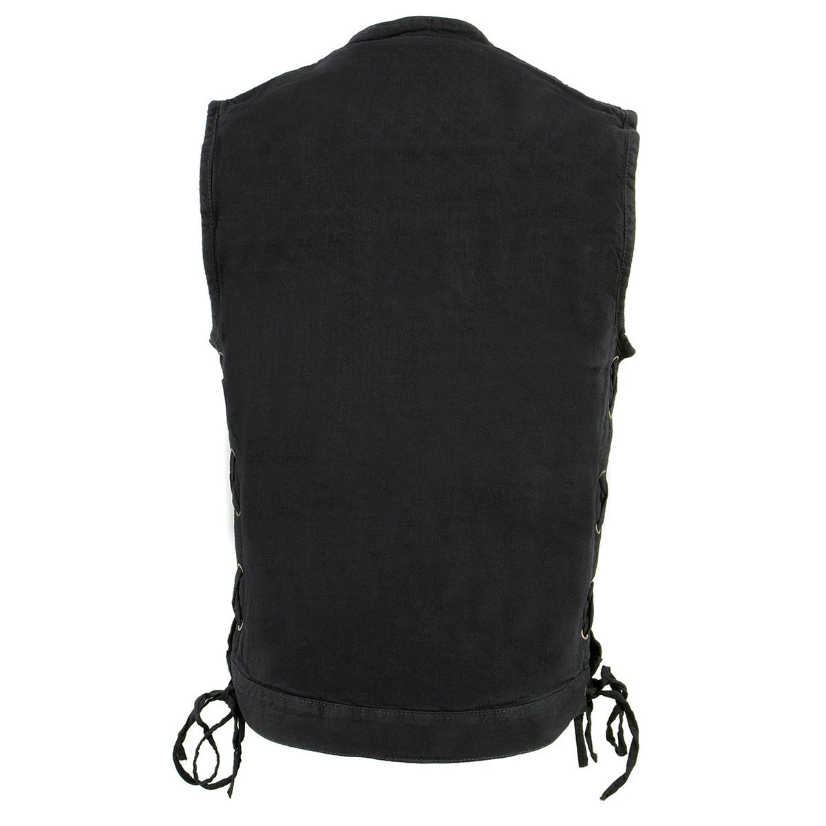 Milwaukee Leather MDM3002 Men's Black Side Lace Denim Club Style Vest With Hidden Zipper