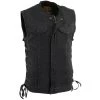 Milwaukee Leather MDM3002 Men's Black Side Lace Denim Club Style Vest With Hidden Zipper