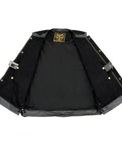 Motorcycle Vests Milwaukee Leather MDM3011 Men's Black Side Lace Denim Vest With Leather Trim And Hidden Zipper