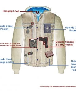 Motorcycle Jackets Milwaukee Leather MDM3020 Men's Black Denim 5-in-1 Club Style Vest With Removable Hoodie