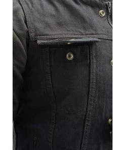 Motorcycle Jackets Milwaukee Leather MDM3020 Men's Black Denim 5-in-1 Club Style Vest With Removable Hoodie