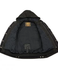 Motorcycle Jackets Milwaukee Leather MDM3020 Men's Black Denim 5-in-1 Club Style Vest With Removable Hoodie