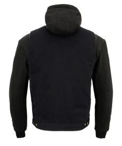 Motorcycle Jackets Milwaukee Leather MDM3020 Men's Black Denim 5-in-1 Club Style Vest With Removable Hoodie