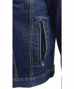 Milwaukee Leather MDM3020 Men's Blue Denim 5-in-1 Club Style Vest With Removable Hoodie Motorcycle Jackets
