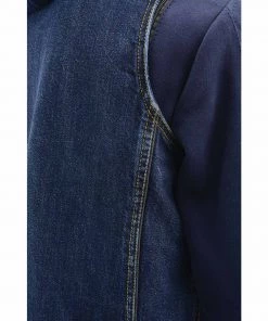 Milwaukee Leather MDM3020 Men's Blue Denim 5-in-1 Club Style Vest With Removable Hoodie Motorcycle Jackets