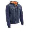Milwaukee Leather MDM3020 Men's Blue Denim 5-in-1 Club Style Vest With Removable Hoodie Motorcycle Jackets