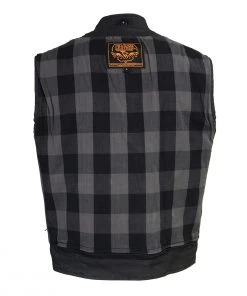 Motorcycle Protective Shirts Milwaukee Leather MDM3025 Men’s Black Waxy Coated Denim Club Style Vest