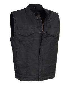 Motorcycle Protective Shirts Milwaukee Leather MDM3025 Men’s Black Waxy Coated Denim Club Style Vest