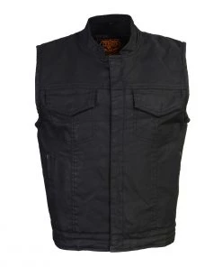 Motorcycle Protective Shirts Milwaukee Leather MDM3025 Men’s Black Waxy Coated Denim Club Style Vest