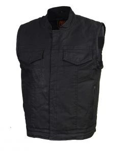Motorcycle Protective Shirts Milwaukee Leather MDM3025 Men’s Black Waxy Coated Denim Club Style Vest