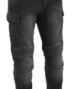 Motorcycle Pants & Chaps Milwaukee Leather MDM5010 Men's Black Armored Straight Cut Denim Jeans Reinforced With Aramid By DuPont Fibers