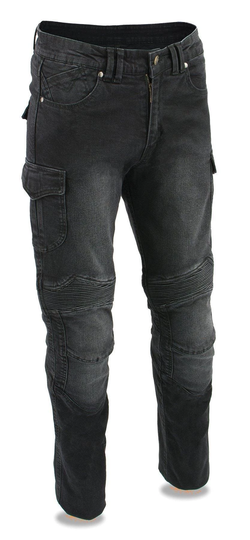 Motorcycle Pants & Chaps Milwaukee Leather MDM5010 Men's Black Armored Straight Cut Denim Jeans Reinforced With Aramid By DuPont Fibers