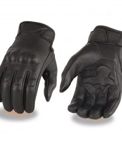 Xelement XG7501 Men's Black Leather Gloves With Rubberized Knuckles