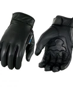Milwaukee Leather MG7502 Men's Black 'Cool-Tec' Leather Gel Palm Gloves With I-Touch Screen Fingers Cool-Tec Gloves