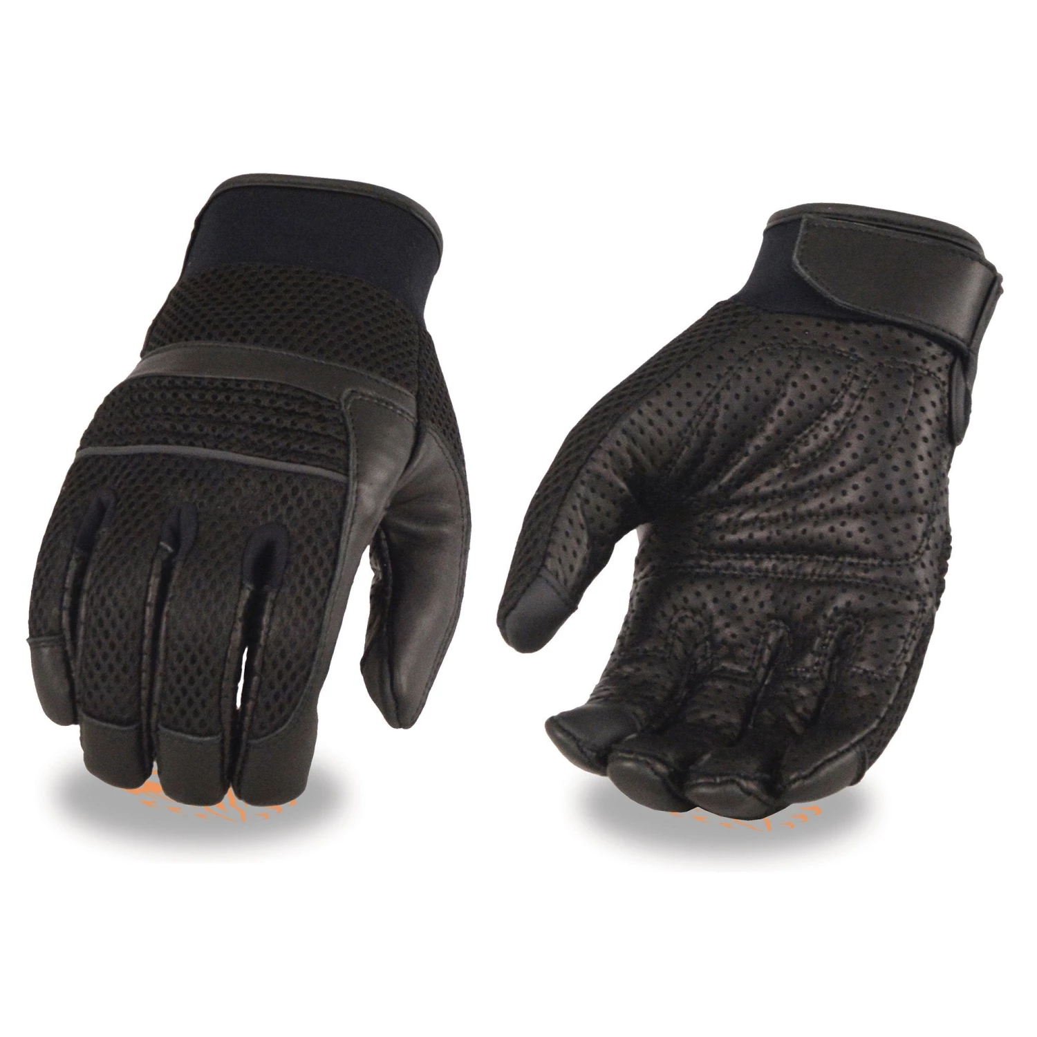 Milwaukee Leather MG7503 Men's ITouch Screen Fingers' Black Leather And Mesh Racing Gloves