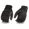 Xelement XG7503 Men's Black Leather And Mesh Racing Gloves With Touch Screen Fingers