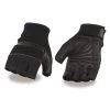 Milwaukee Leather MG7504 Men's Gel Palm Black Leather And Mesh Fingerless Gloves